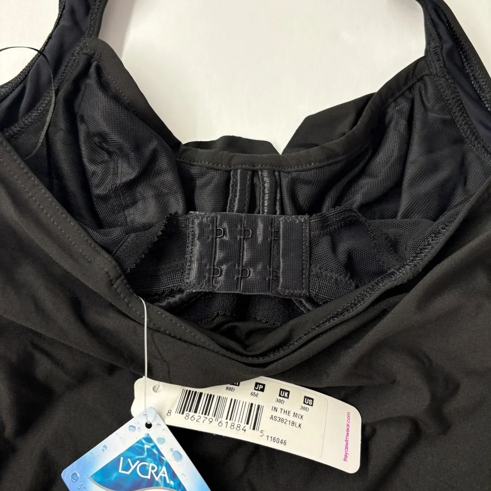 NWT Freya Women Tankini Top 30D Black In The Mix Underwire Halter AS3821BLK